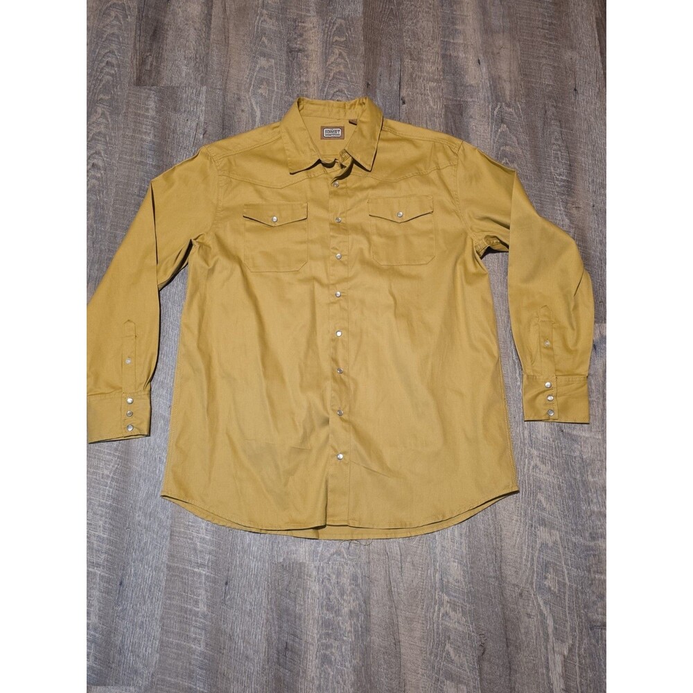 C.E. CE Schmidt Workwear Western Shirt XL Tall XLT Pearl Snaps L/S Gold Big&Tall